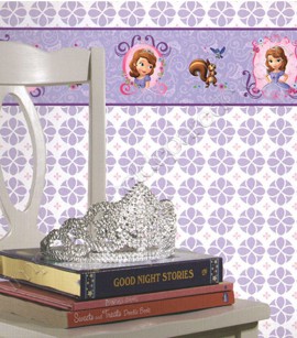 PÁG. 003 - Faixa Vinílica Decorativa Disney York II (Americano) - Princesa Sofia (Tons de Lilás/ Roxo/ Tons de Rosa)