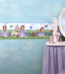 PÁG. 009 - Faixa Vinílica Decorativa Disney York II (Americano) - Reino da Princesa Sofia (Lilás/ Colorido)