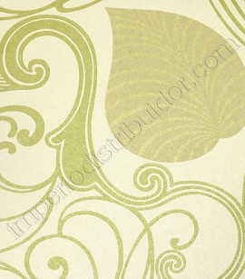PÁG. 01 - Papel de Parede Vinílico Tropical Texture (Chinês) - Folhagem (Verde Claro/ Creme/ Bege Escuro/ Leve Dourado/ Detalhes com Brilho)