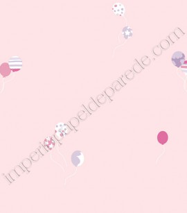 PÁG. 012 - Papel de Parede Infantil Vinílico Peek-a-Boo (Americano) - Balões Pequenos (Lilás/ Rosa)