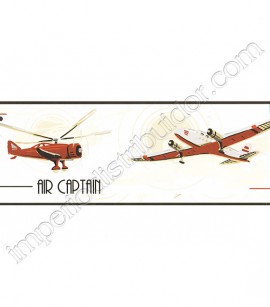 PÁG. 016 - Faixa Vinílica Decorativa Friends Forever (Americano) - Aviões e Helicópteros (Branco/ Preto/ Vermelho/ Bege)
