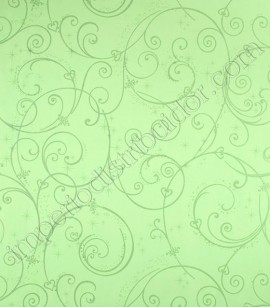 PÁG. 025 - Papel de Parede Vinílico Disney York (Americano) - Arabesco (Verde/ Detalhes com Glitter Prata)