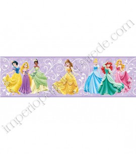 PÁG. 028 - Faixa Vinílica Decorativa Disney York II (Americano) - Princesas Disney (Tons de Lilás/ Colorido)