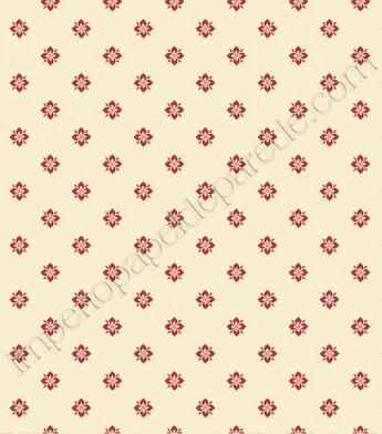 PÁG. 03 - Papel de Parede Vinílico Casabella (Americano) - Flores Simétricas (Creme/ Vermelho)