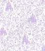 PÁG. 033 - Papel de Parede Vinílico Disney York II (Americano) - Castelos e Arabescos (Lilás/ Branco/ Detalhes com Brilho Perolado)