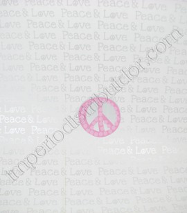 PÁG. 040 - Papel de Parede Vinílico Friends Forever (Americano) - Peace & Love (Tons de Rosa/ Azul/ Lilás/ Verde/ Prata/ Branco)