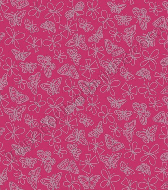 PÁG. 046 - Papel de Parede Vinílico Girl Power (Americano) - Borboletas (Pink/ Detalhes com Glitter)