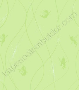 PÁG. 048 - Papel de Parede Vinílico Disney York (Americano) - Fadinhas com Linhas (Tons de Verde/ Detalhes com Brilho)
