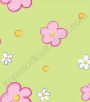 PÁG. 065 - Papel de Parede Vinílico Girl Power (Americano) - Florzinhas (Verde/ Tons de Rosa/ Branco/ Amarelo/ Detalhe Lilás)