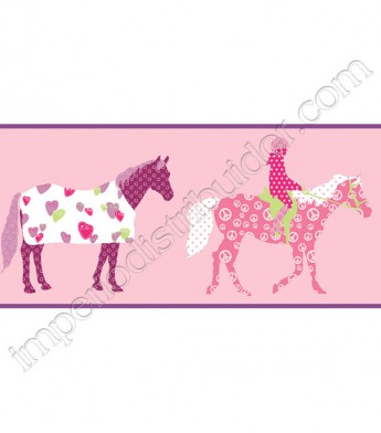 PÁG. 076 - Faixa Vinílica Girl Power (Americano) - Cavalos (Tons de Rosa/ Estampas Coloridas)