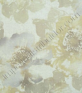 PÁG.08 - Papel de Parede Vinílico Suite (Italiano) - Floral (Amarelo Leve/Azul/Cinza/Marrom/Fundo Off-White)