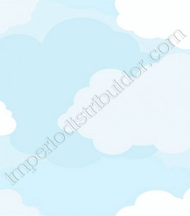 PÁG. 091 - Papel de Parede Vinílico Friends Forever (Americano) - Nuvens (Tons de Azul Claro/ Branco)
