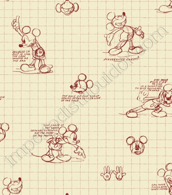 PÁG. 102 - Papel de Parede Vinílico Disney York (Americano) - Mickey Desde a Criação (Creme/ Vermelho)