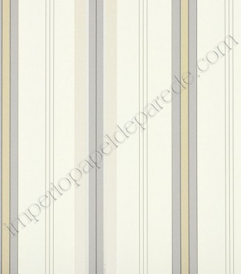 PÁG. 13 - Papel de Parede Vinílico Classic Stripes (Americano) - Listras (Tons de Bege/ Cor Crú/ Cinza/ Detalhes com Brilho Perolado)