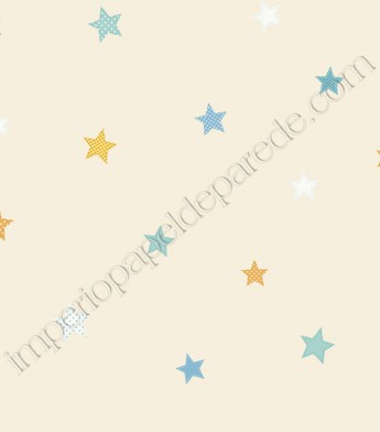 PÁG. 159 - Papel de Parede Infantil Vinílico Peek-a-Boo (Americano) - Estrelas (Colorido/ Bege)