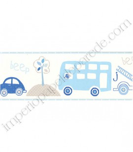 PÁG. 19 - Faixa Vinílica Decorativa Just 4 Kids (Inglês) - Transporte (Tons de Azul/ Bege)