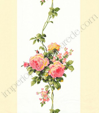 PÁG. 19 - Papel de Parede Vinílico Casabella (Americano) - Listra Floral Rosas (Branco/ Bege/ Tons de Rosa)