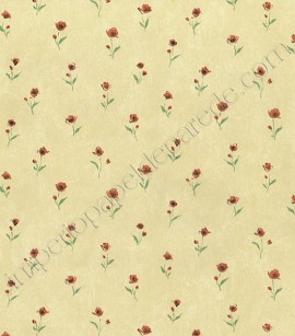 PÁG. 19 - Papel de Parede Vinílico Fragrant Roses (Chinês) - Florzinhas (Vermelho/ Bege Escuro/ Verde)