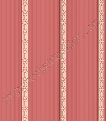 PÁG. 25 - Papel de Parede Vinílico Ashford Stripes (Americano) - Listras (Creme/ Prata Velho/ Vermelho Coral)