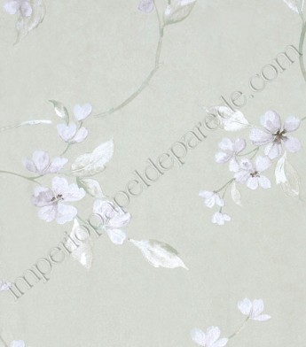 PÁG. 29 - Papel de Parede Vinílico Bright Wall (Americano) - Floral Delicado (Lilás Claro/ Bege Claro Acinzentado/ Detalhes com Brilho Cintilante)