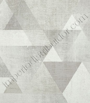 PÁG.35 - Papel de Parede Vinílico Suite (Italiano) - Geométrico Triângulos (Bege/Tons de Cinza/Off-White)