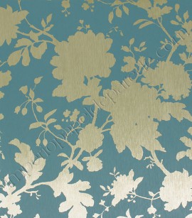 PÁG. 44 - Papel de Parede Vinílico Bright Wall (Americano) - Silhueta Floral (Azul/ Dourado)