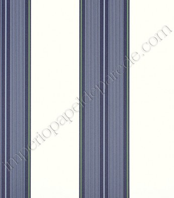 PÁG. 51 - Papel de Parede Vinílico Classic Stripes (Americano) - Listras (Tons de Azul/ Off-White/ Verde)