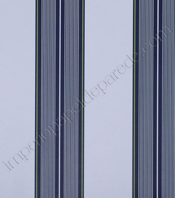 PÁG. 52 - Papel de Parede Vinílico Classic Stripes (Americano) - Listras (Tons de Azul/ Off-White/ Verde)