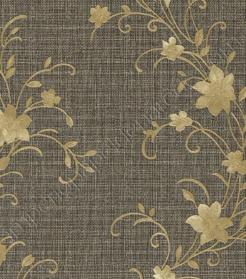 PÁG. 63 - Papel de Parede Vinílico Vinci (Italiano) - Floral em Relevo (Tons de Marrom/ Bege Escuro/ Efeito Linho/ Detalhes com Brilho Glitter Dourado)