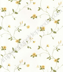 PÁG. 65 - Papel de Parede Vinílico Fragrant Roses (Chinês) - Floral Delicado (Amarelo Escuro/ Verde Escuro/ Branco)