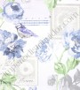 PÁG. 88 - Papel de Parede Vinílico English Florals (Inglês) - Flores e Cartas (Tons de Azul/ Tons de Cinza)