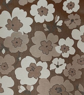Papel de Parede Floral Tons de Marrom e Cinza Claro (Leve Brilho) - Coleção Italian Select (Colori Piú) - Vinílico Lavável