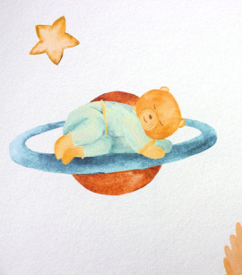 PÁG. 15 - Papel de Parede Ursinho Astronauta Azul e Bege - Coleção Bambine - Vinílico Importado