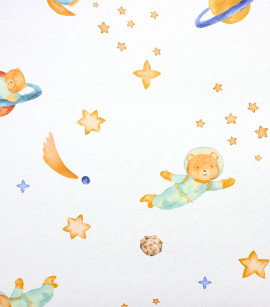 PÁG. 15 - Papel de Parede Ursinho Astronauta Azul e Bege - Coleção Bambine - Vinílico Importado