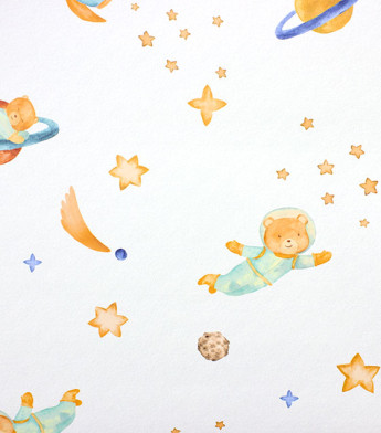 PÁG. 15 - Papel de Parede Ursinho Astronauta Azul e Bege - Coleção Bambine - Vinílico Importado