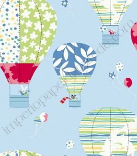 PÁG. 002 - Papel de Parede Infantil Vinílico Peek-a-Boo (Americano) - Balões (Colorido/ Azul)