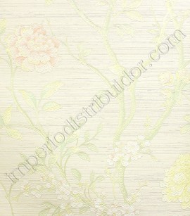 PÁG. 006 - Papel de Parede Vinílico Gioia (Italiano) - Floral (Salmão/ Creme/ Verde/ Tons Pastel/ Leve Brilho)