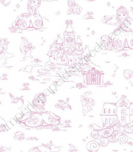 PÁG. 007 - Papel de Parede Vinílico Disney York II (Americano) - Princesa Sofia (Rosa/ Branco)