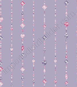 PÁG. 008 - Papel de Parede Vinílico Disney York (Americano) - Pedrinhas Preciosas Princesas  (Lilás/ Tons de Rosa)