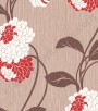 PÁG. 01/03 - Papel de Parede Vinílico Linea N (Italiano) - Flores (Camurça/ Marrom/ Vermelho/ Branco)