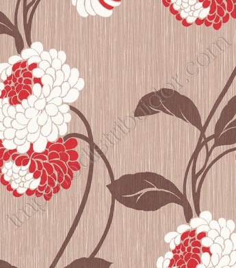 PÁG. 01/03 - Papel de Parede Vinílico Linea N (Italiano) - Flores (Camurça/ Marrom/ Vermelho/ Branco)