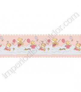 PÁG. 01 - Faixa Vinílica Decorativa Kawayi (Chinês) - Ursinhos (Rosa/ Colorido)