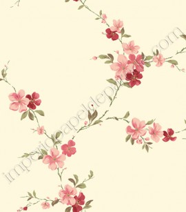 PÁG. 01 - Papel de Parede Vinílico Casabella (Americano) - Floral (Creme/ Rosê/ Vermelho)