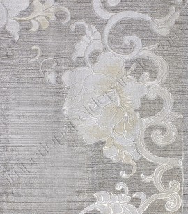 PÁG. 01 - Papel de Parede Vinílico Italiana Vera (Italiano) - Floral (Tons de Prata/ Detalhes com Leve Relevo/ Detalhes com Brilho)