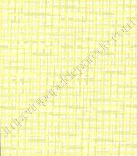 PÁG. 010 - Papel de Parede Vinílico Bistrô (Americano) - Quadradinhos (Amarelo/Branco) - Leve Brilho