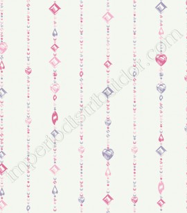 PÁG. 018 - Papel de Parede Vinílico Disney York (Americano) - Pedrinhas Preciosas Princesas (Branco/ Rosa/ Lilás)