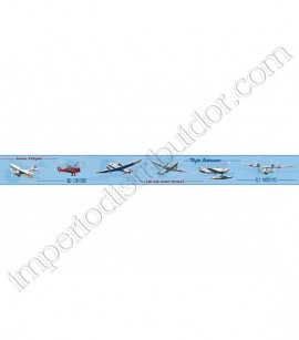 PÁG. 019 - Faixa Vinílica Decorativa Friends Forever (Americano) - Aviões e Helicópteros (Tons de Azul/ Vermelho/ Bege)