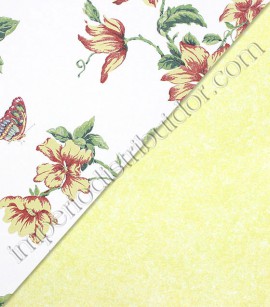 PÁG. 02 - Papel de Parede Vinílico English Florals (Inglês) - Efeito Manchado (Amarelo Claro/ Leve Relevo)