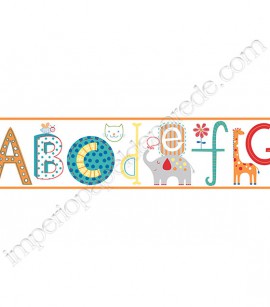 PÁG. 021 - Faixa Vinílica Decorativa Peek-a-Boo (Americano) - Alfabeto (Colorido/ Laranja)