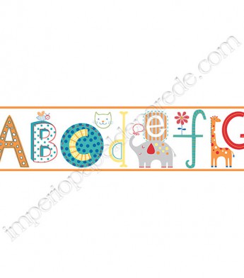 PÁG. 021 - Faixa Vinílica Decorativa Peek-a-Boo (Americano) - Alfabeto (Colorido/ Laranja)